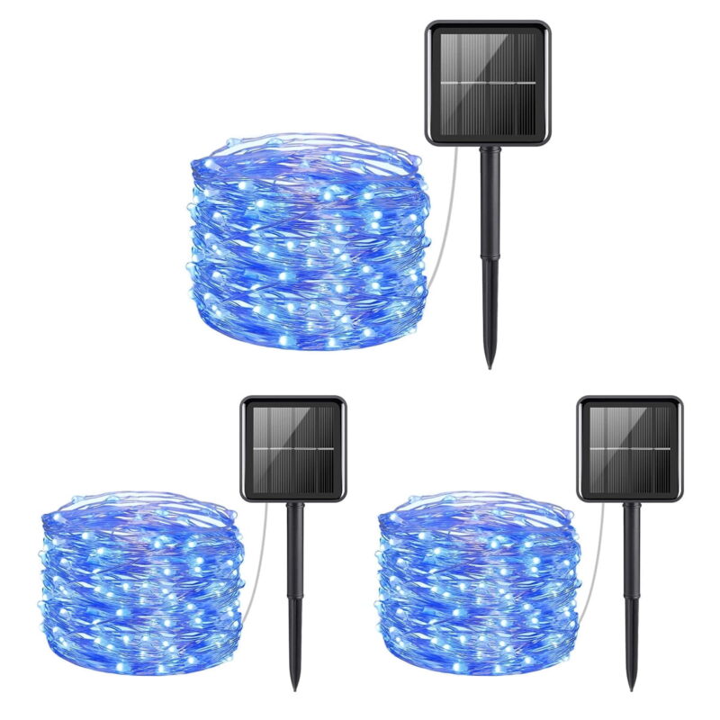 Upgraded Solar String Lights Outdoor, Mini 33Feet 100 LED Copper Wire Lights, Solar Powered Fairy Lights, Waterproof Solar Decoration Lights for Garden Yard Party Wedding Christmas 3Pack