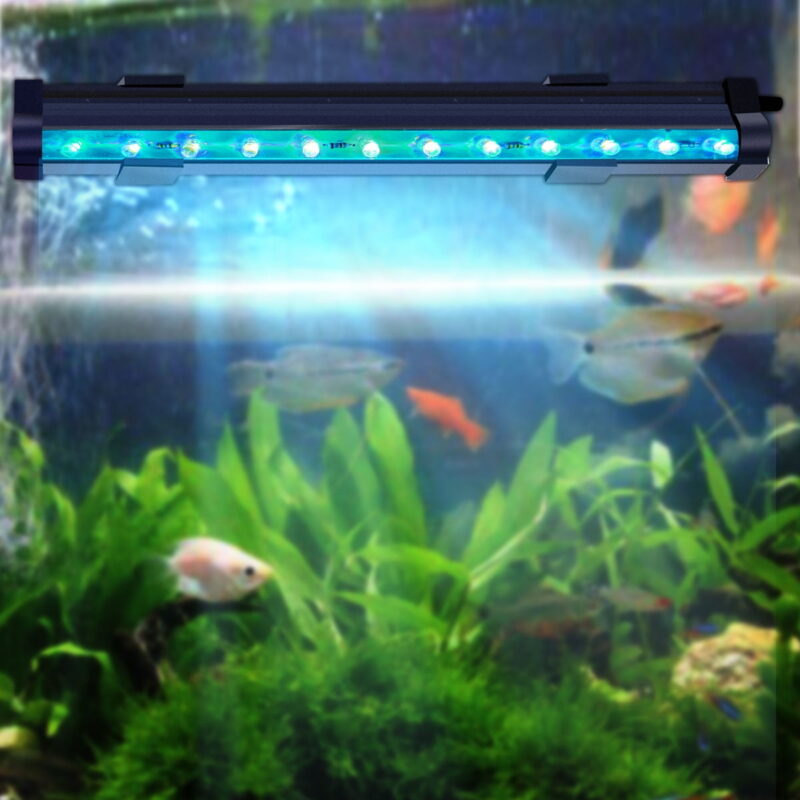 Aquarium Light with 2 Pcs of Moveable Suction Cups, 9.8" LED Fish Tank Light with 7 Color Changing, Submersible LED Aquarium Lights for Fish Tank