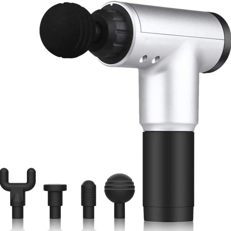 Massage Gun, 6 Speeds with The Range of 1500 to 3100 RPM, Cordless Handheld Deep Tissue Percussion Muscle Massager for Pain Relief and Body Relaxation (Silver)