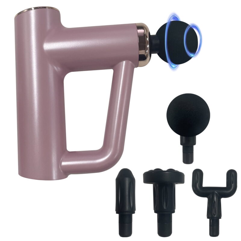 Massage Gun, Deep Tissue Percussion Muscle Massager, Handheld Percussion Massager with 6 Adjustable Speed and 4 Heads, Portable Body Muscle Massager for Athletes Pain Relief, Pink