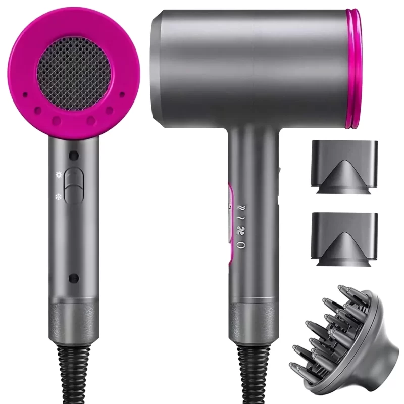 TiokMc 1800W Ionic Blow Dryer with Diffuser & 2 Nozzles - Salon-Quality, Low Noise, Constant Temperature Hair Care