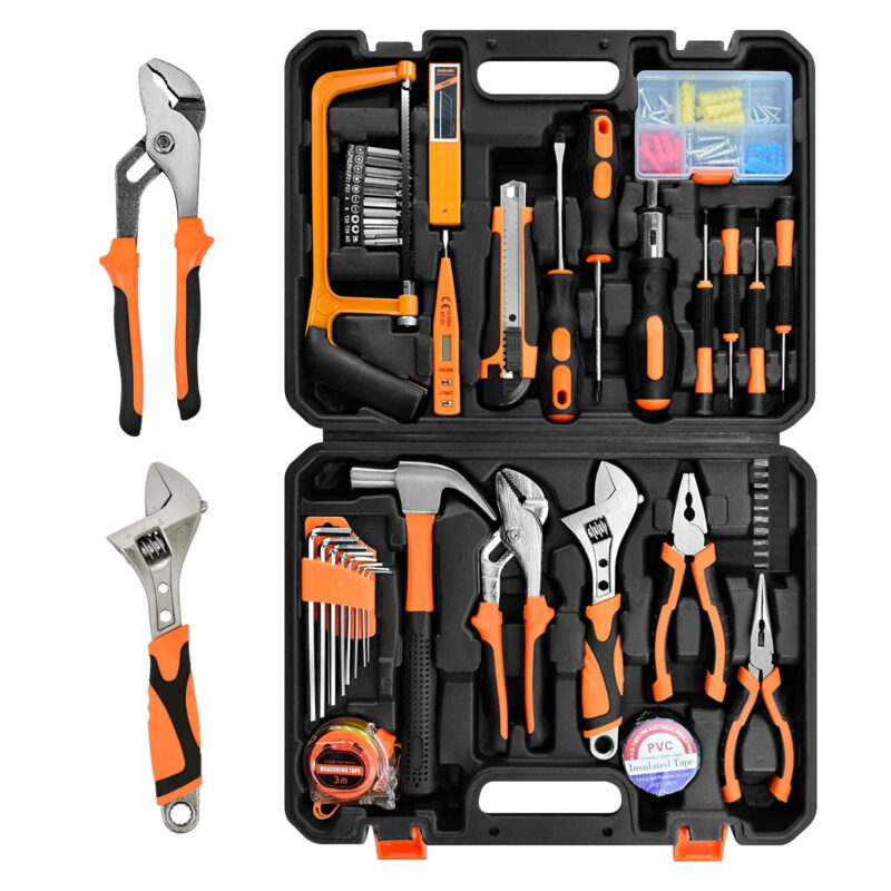 TiokMc Tool Kit 148 Piece, General Household Basic Hand Tool Set with Storage Case Ideal for Home Repairing, Maintenance and DIY Projects