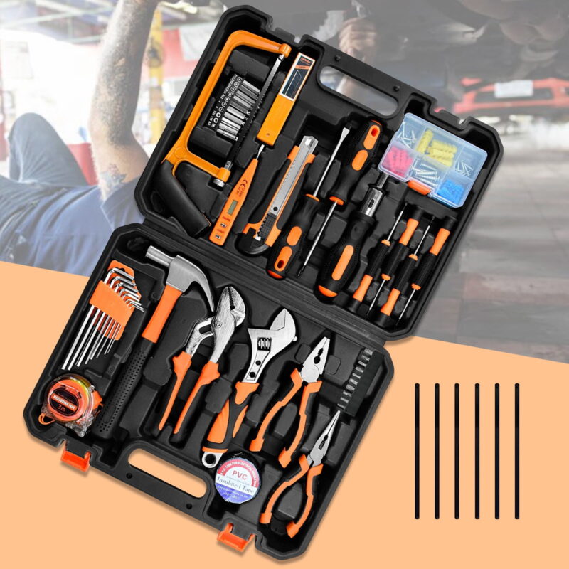 TiokMc 148 Pieces Tool Set, Home Repair Tool Kit for Men Women, General Household Basic Hand Tool Sets with Storage Case for Home Repairing & Maintenance