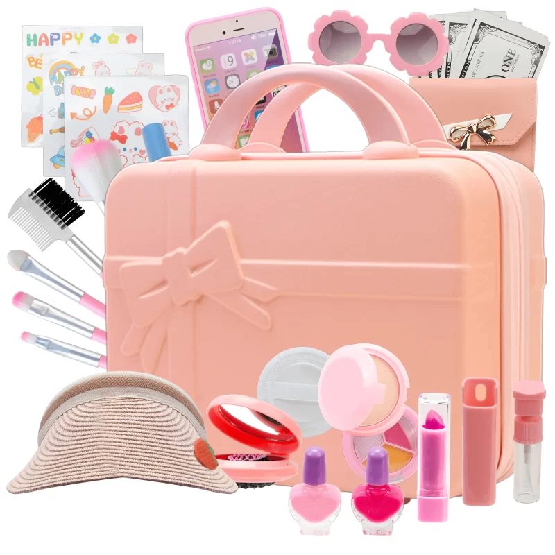 Kids Toy Travel Bag & Makeup Kit -39 Pcs Play Purse Set for Girls, Includes Wallet, Sunglasses, Phone, Sun Hat - Perfect Birthday Gift for 6-15 Year Olds