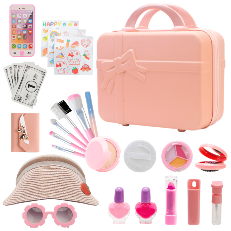 39-Piece Kids Toy Travel Bag & Makeup Kit for Girls - Ideal Birthday Gift for 6-15 Year Olds