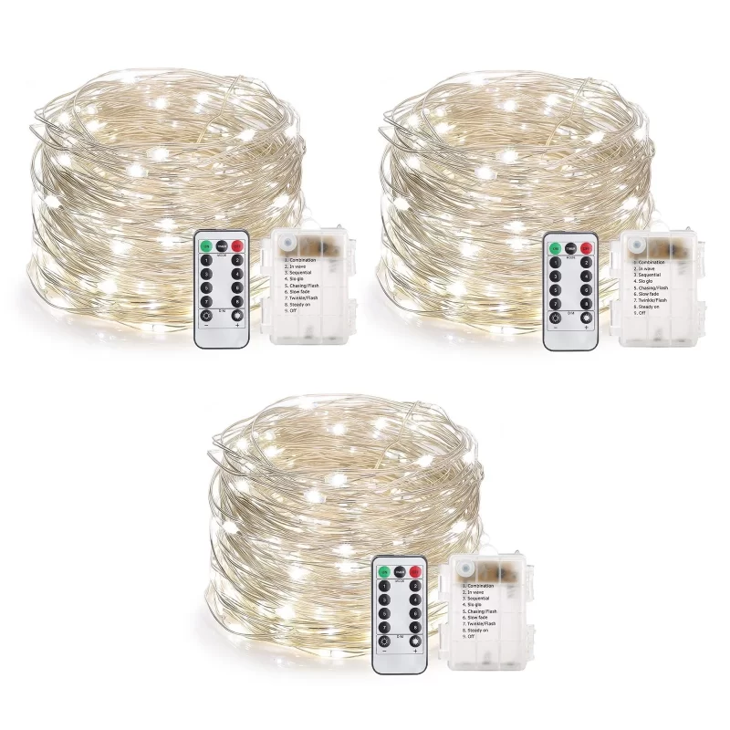 Outdoor String Lights 100LED 33Ft Battery Operated LED Rope Lights
