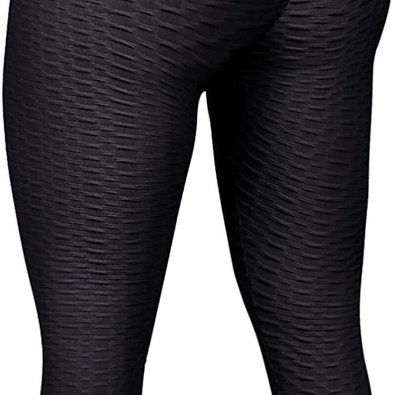 Women's High Waist Yoga Pants Tummy Control Workout Ruched Lifting Stretchy Leggings Textured Booty Tights