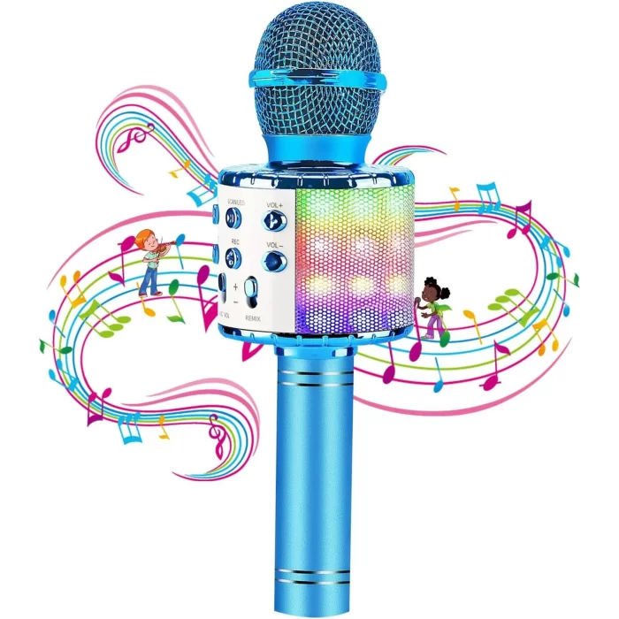 Rirool Kids Microphones for Singing, Portable Karaoke Microphones with LED Lights, Karaoke Mic Speaker Machine for Home KTV Birthday Party