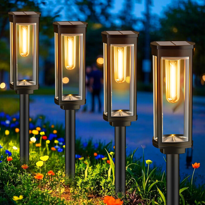 8 Pack Solar Pathway Lights Outdoor, Solar Powered Garden Lights Warm White