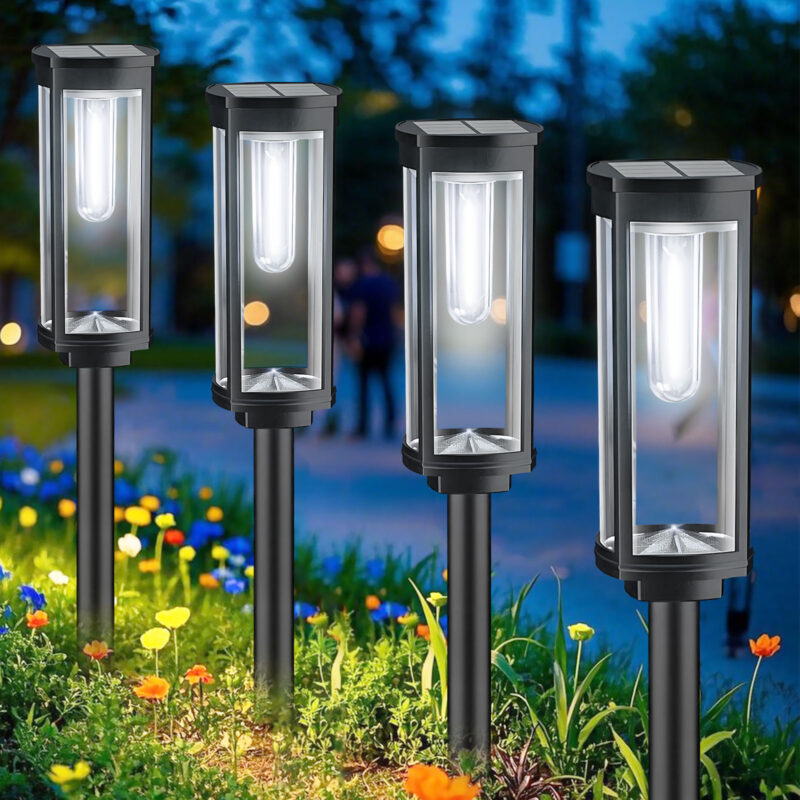 8 Pack Solar Pathway Lights Outdoor, Solar Powered Garden Lights Cool White