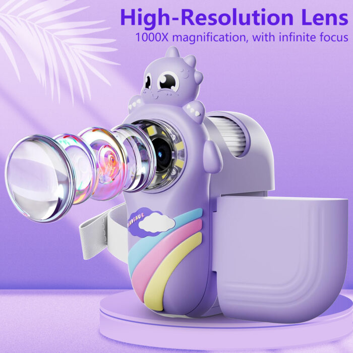Kids Miniscope, 1000X Portable Digital Microscope, 2-Inch LCD Screen, 32GB PURPLE - Image 3