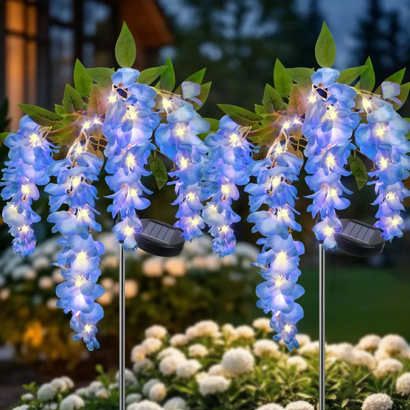2 Pack Solar Wisteria Flower Lights, Waterproof Solar Lights Outdoor