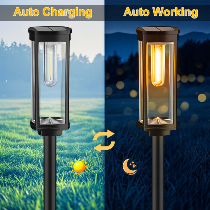 8 Pack Solar Pathway Lights Outdoor, Solar Powered Garden Lights Warm White - Image 4