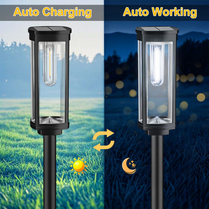8 Pack Solar Pathway Lights Outdoor, Solar Powered Garden Lights Cool White - Image 2