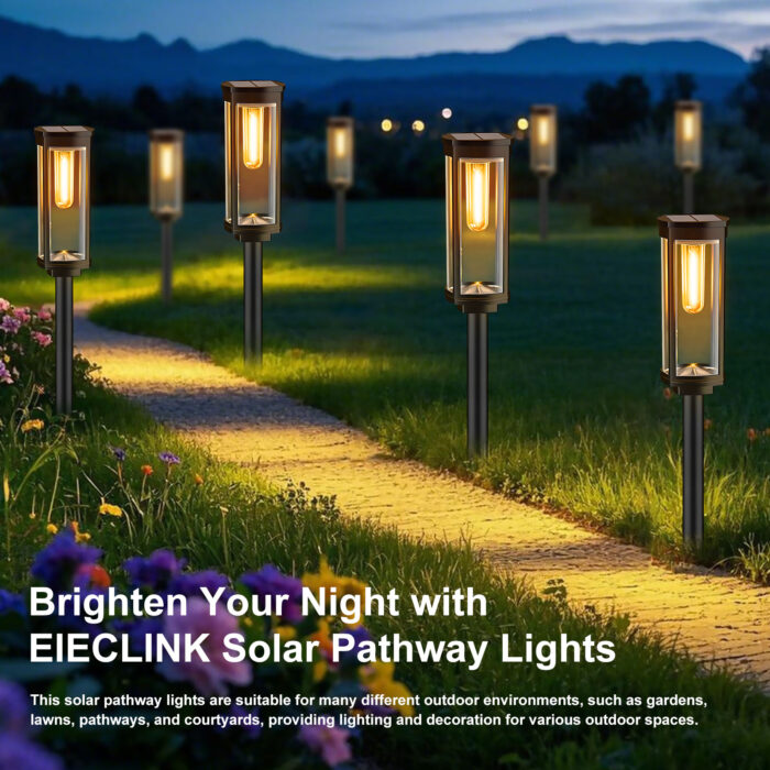 8 Pack Solar Pathway Lights Outdoor, Solar Powered Garden Lights Warm White - Image 3