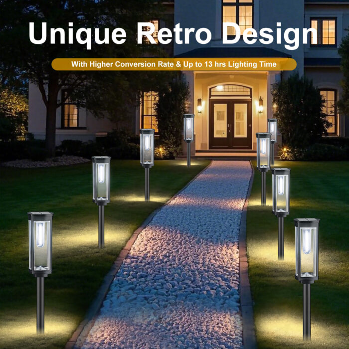 8 Pack Solar Pathway Lights Outdoor, Solar Powered Garden Lights Cool White - Image 3