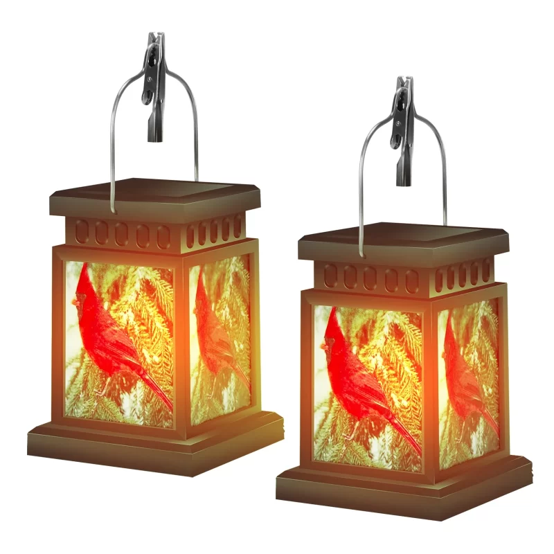 Outdoor Solar Lanterns, Vintage Hanging Design, Warm White LED Lights, Waterproof, Dual Use, Pack of 2