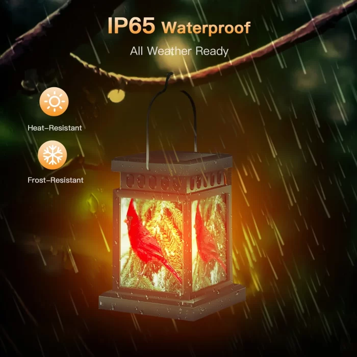 Outdoor Solar Lanterns, Vintage Hanging Design, Warm White LED Lights, Waterproof, Dual Use, Pack of 2 - Image 2