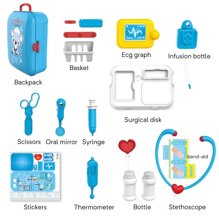 Rirool Kids Doctor Kit - 17Pc Pretend Medical Play Set with Stethoscope & Backpack - Educational Doctor Toys for Boys Girls Ages 3+ - Image 2