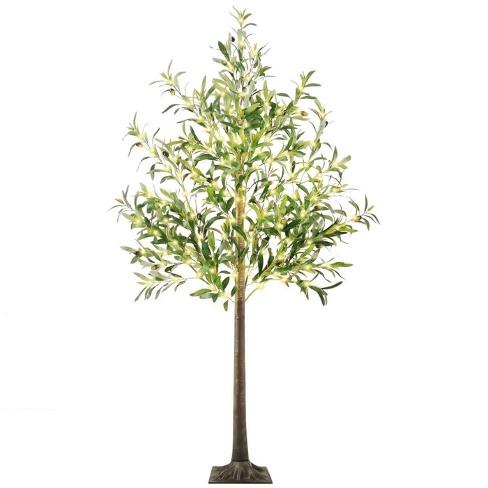 6FT Lighted Olive Tree with 200 Warm White LEDs - Artificial Fairy Light Tree for Indoor/Outdoor Wedding, Christmas, Home Décor