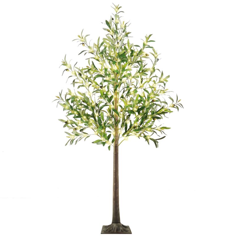 6FT Lighted Olive Tree with 200 Warm White LEDs - Artificial Fairy Light Tree for Indoor/Outdoor Wedding, Christmas, Home Décor
