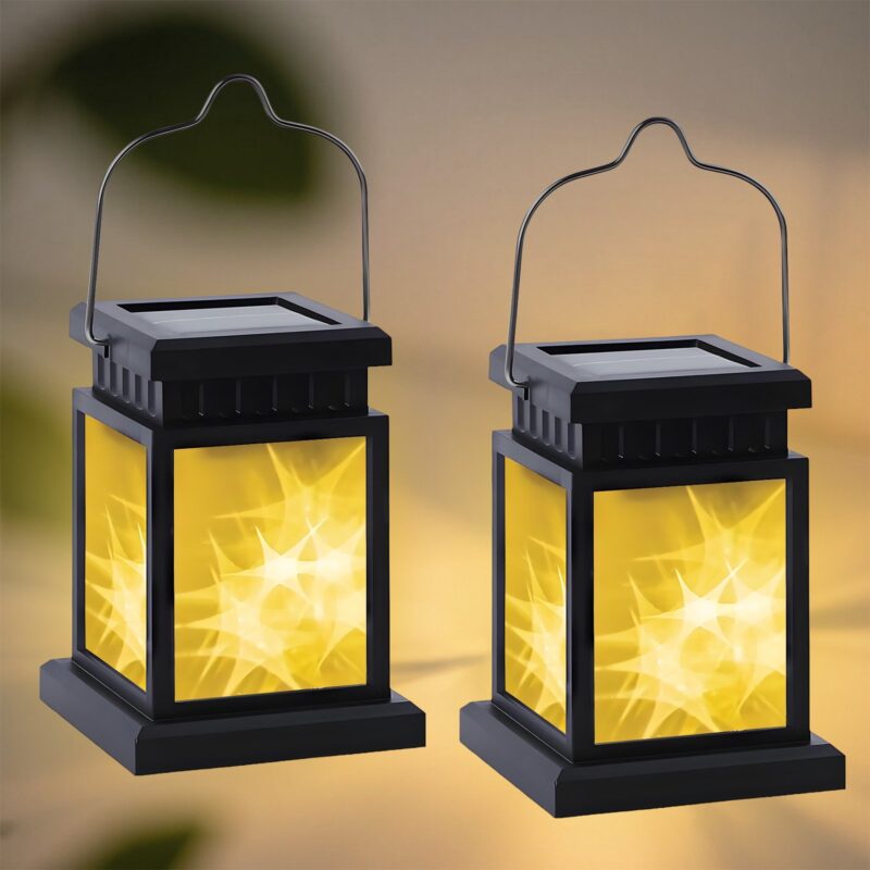 2PCS Solar Lanterns Outdoor, 3D Starry Lights with Flashing Modes - Waterproof Medieval Vintage Decor for Garden, Yard, Pathway Warm White
