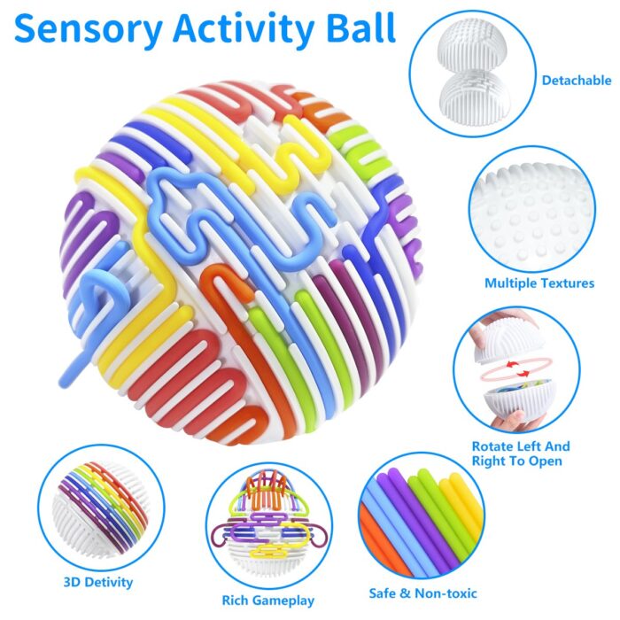 Rirool Sensory Fidget Ball for Kids & Adults - 20 Rubber Ropes Anxiety Relief Toy for ADHD Autism, Stress Reducer, Travel Sensory Toys, Washable & Durable - Image 2