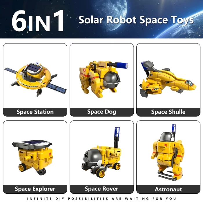 Rirool STEM Solar Robot Kit for Kids Ages 8-16 - 6-in-1 Space Toys with Solar Panel & Battery Power - Educational Science Engineering Building Projects Gift for Boys & Girls - Image 3