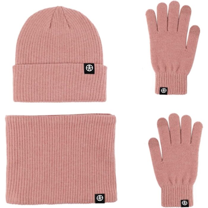 Rirool Winter 3 in 1 Scarf Hat Glove Set for Men Women, Knitted Beanie Hat, Touch Screen Gloves, Fleece Lined Neck Warmer for Cold Weather
