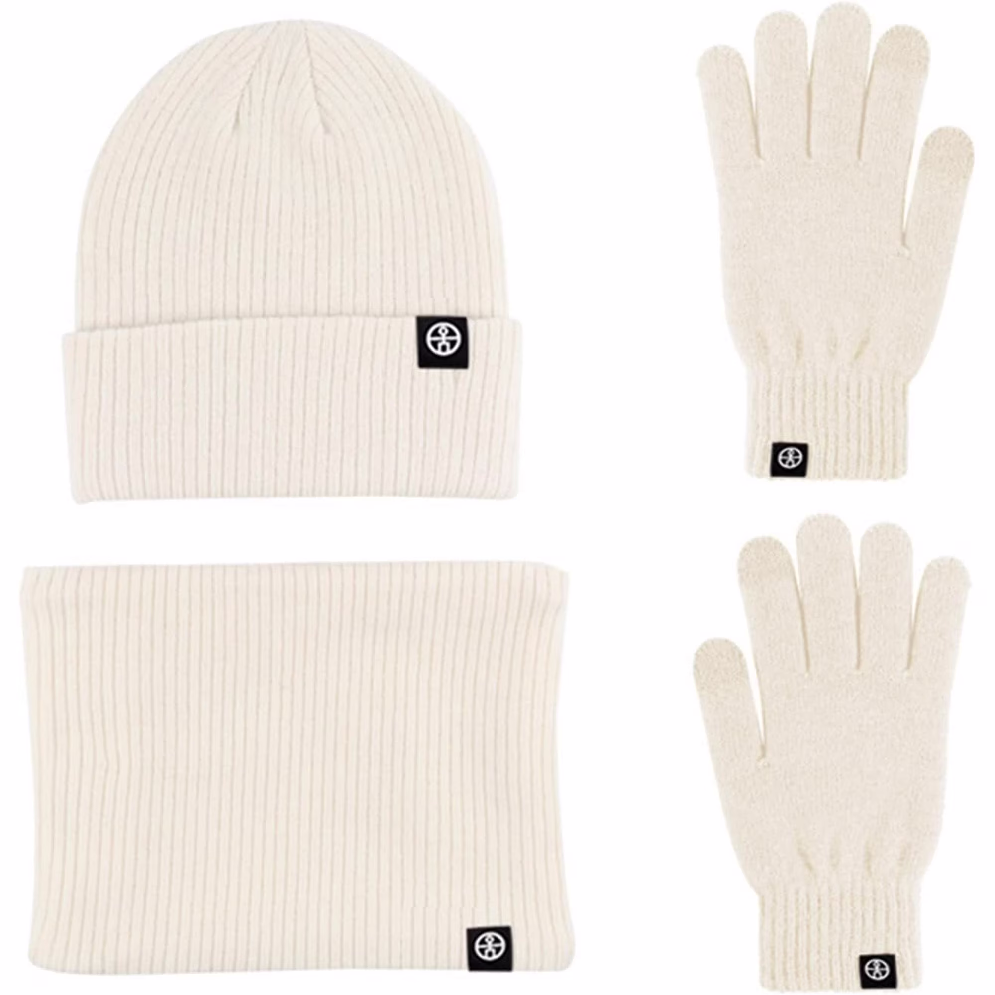 Rirool Winter 3 in 1 Scarf Hat Glove Set for Men Women, Knitted Beanie Hat, Touch Screen Gloves, Fleece Lined Neck Warmer for Cold Weather