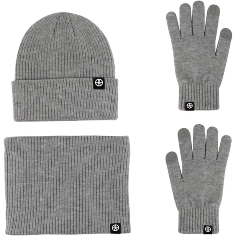 Rirool Winter 3 in 1 Scarf Hat Glove Set for Men Women, Knitted Beanie Hat, Touch Screen Gloves, Fleece Lined Neck Warmer for Cold Weather