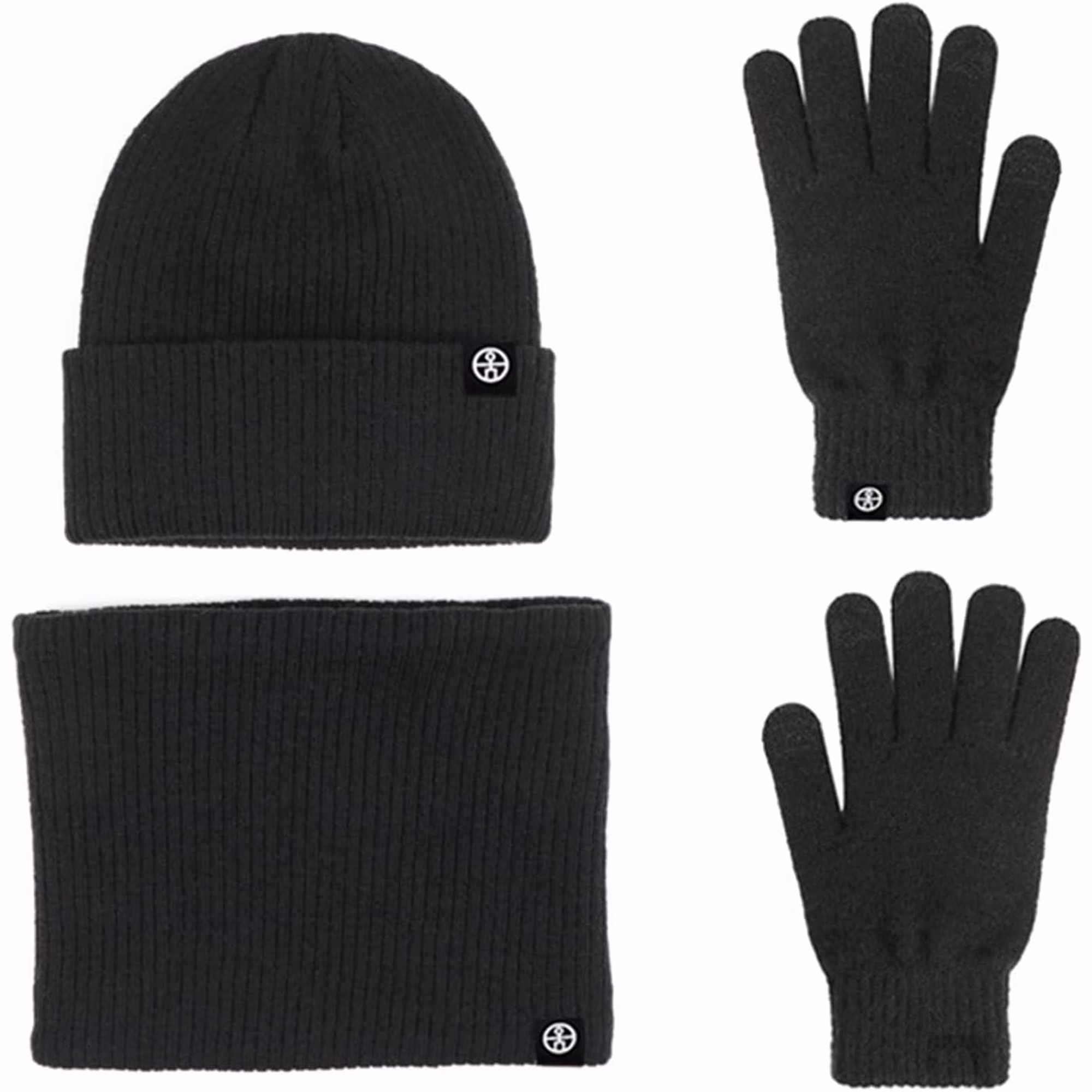 Rirool Winter 3 in 1 Scarf Hat Glove Set for Men Women, Knitted Beanie Hat, Touch Screen Gloves, Fleece Lined Neck Warmer for Cold Weather
