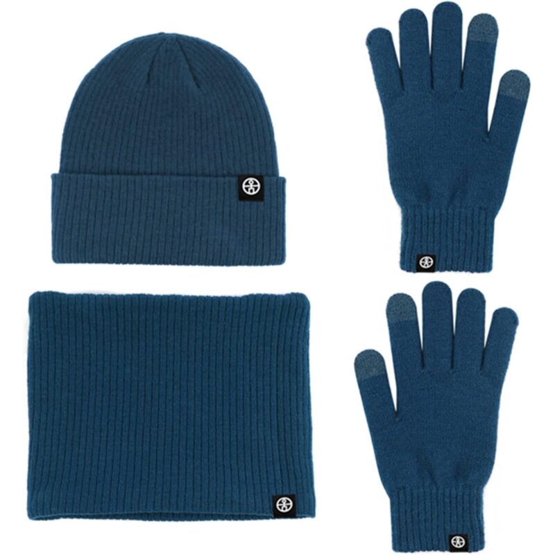 Rirool Winter 3 in 1 Scarf Hat Glove Set for Men Women, Knitted Beanie Hat, Touch Screen Gloves, Fleece Lined Neck Warmer for Cold Weather