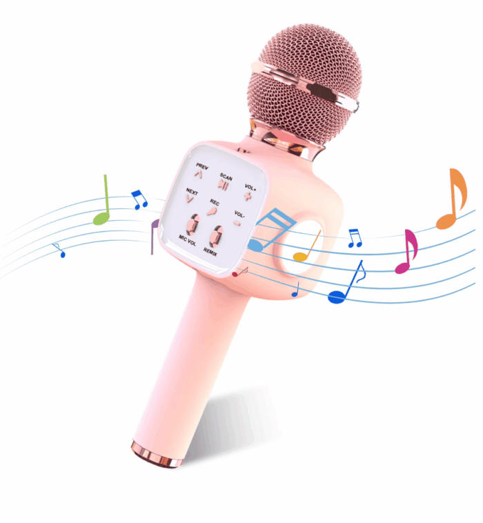 Rirool Wireless Karaoke Microphone with LED Lights - Portable Handheld Mic Speaker - Great Gift for Kids, Adults - All Ages Gold