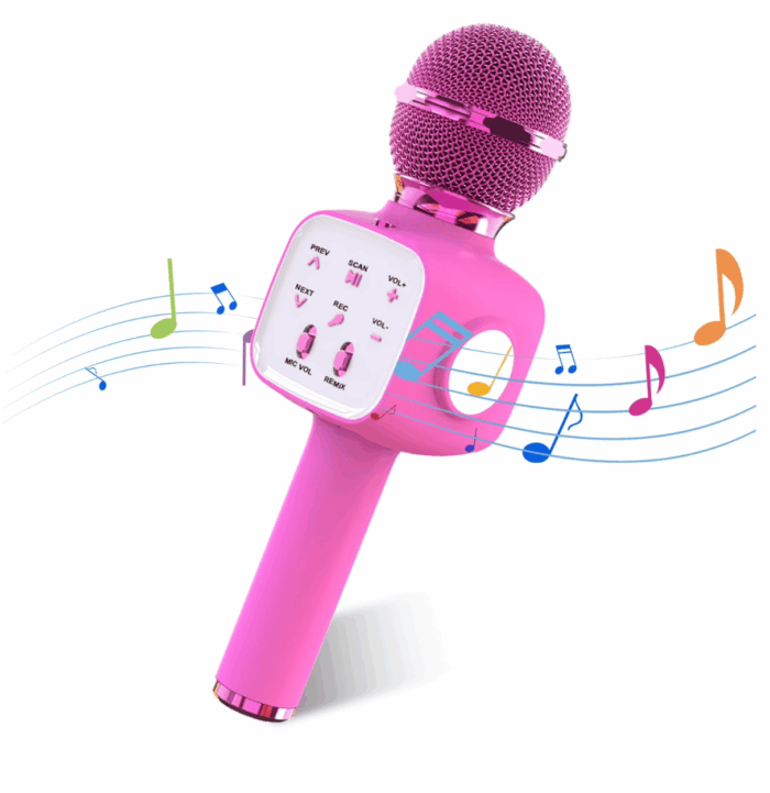 Rirool Wireless Karaoke Microphone with LED Lights - Portable Handheld Mic Speaker - Great Gift for Kids, Adults - All Ages Rose red
