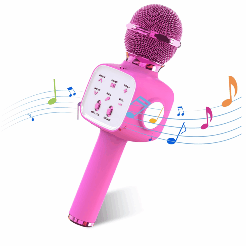 Rirool Wireless Karaoke Microphone with LED Lights - Portable Handheld Mic Speaker - Great Gift for Kids, Adults - All Ages Rose red