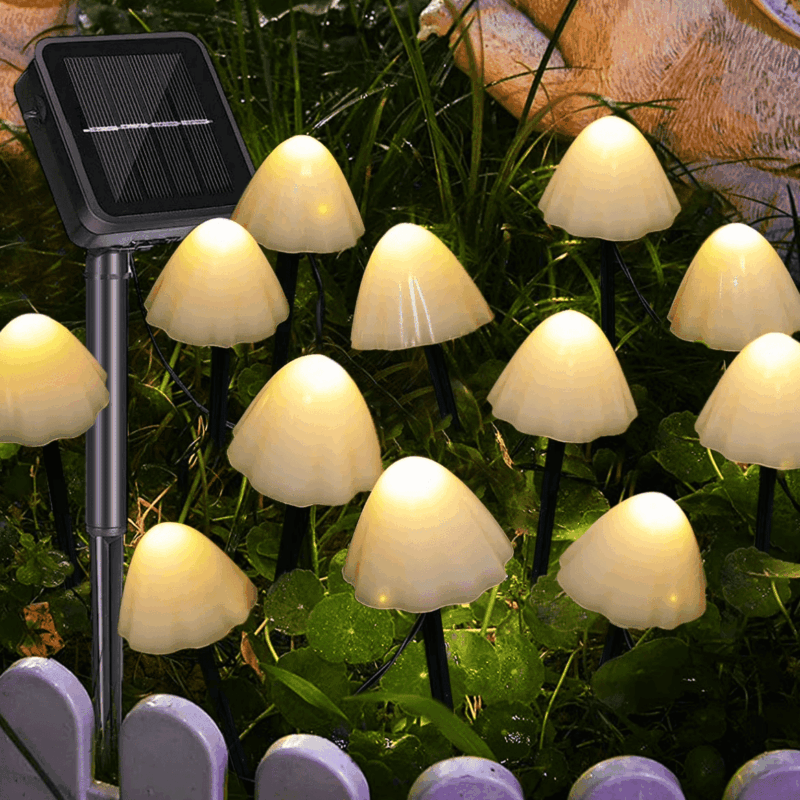 Rirool Mushroom Solar Lights, 8 Modes 12 LED Outdoor Waterproof Solar Garden Lights, Warm White Mushroom Solar Lights Landscape Pathway Lights